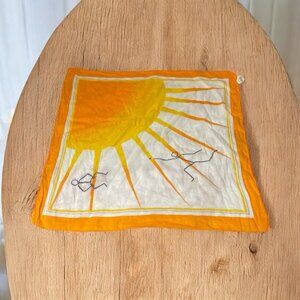 VTG Ray Strauss Scarf Sun Stick Figures Bandana Neckerchief Retro Made In Japan